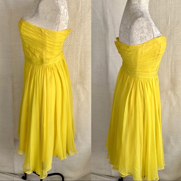 Y2K S Silk Hollywood Dress Cocktail Midi Strapless - Picture 4 of 8